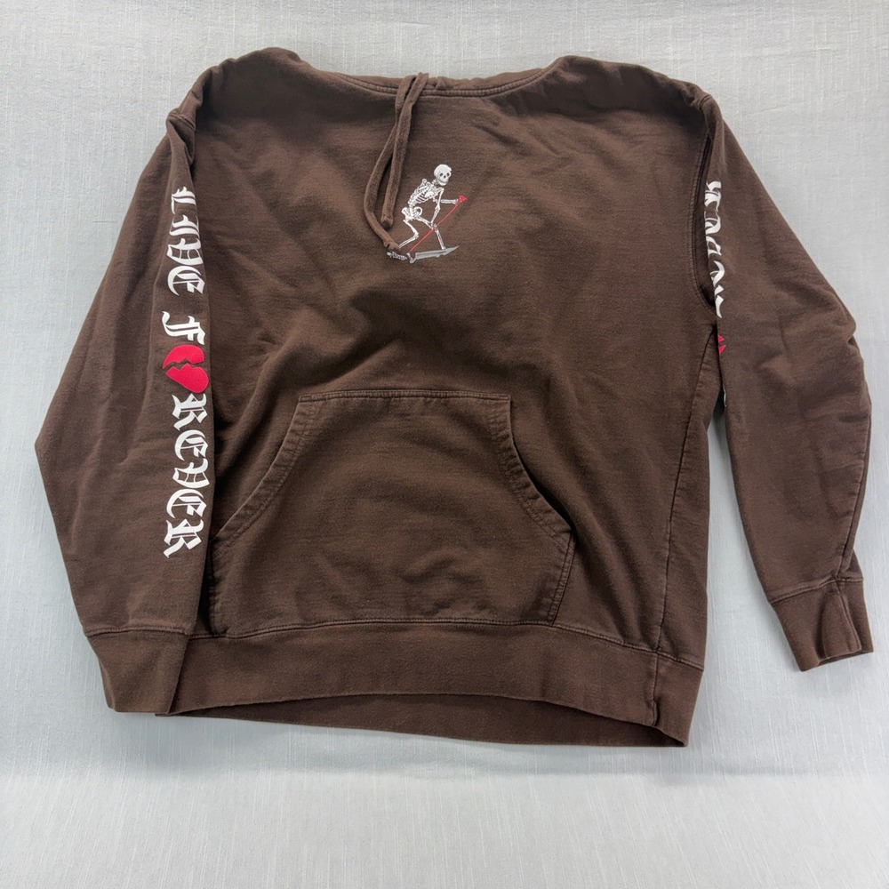 Lil Peep Hoodie Large Skeleton Reaper Love Forever Brown Estate Merch Goth L
